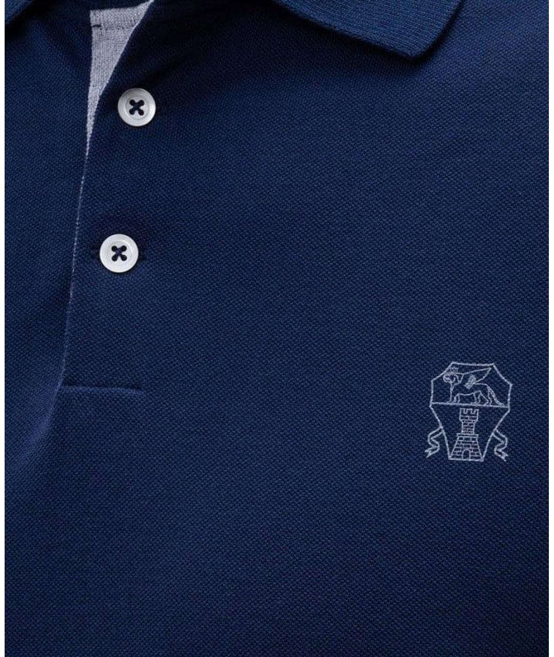 BRUNELLO CUCINELLI Синее поло с коротким рукавом, фото 3