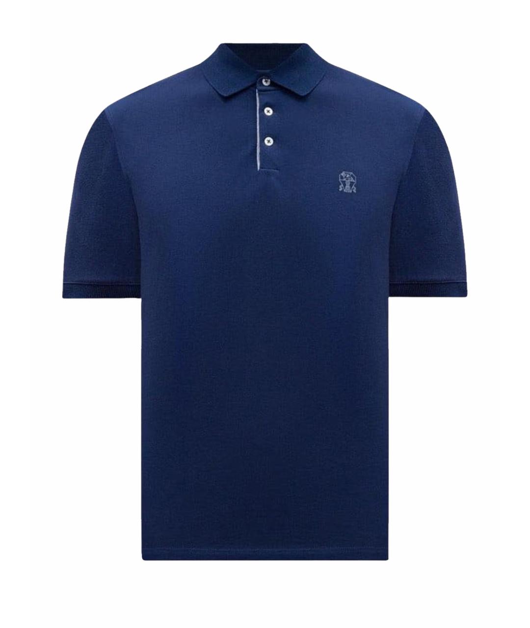 BRUNELLO CUCINELLI Синее поло с коротким рукавом, фото 1