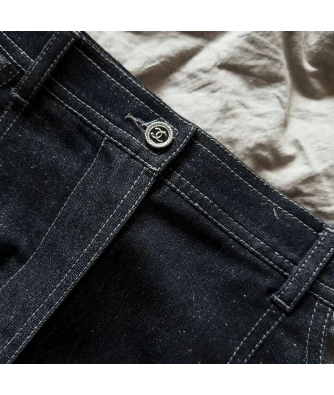 CHANEL Темно-синяя деним юбка миди, фото 4