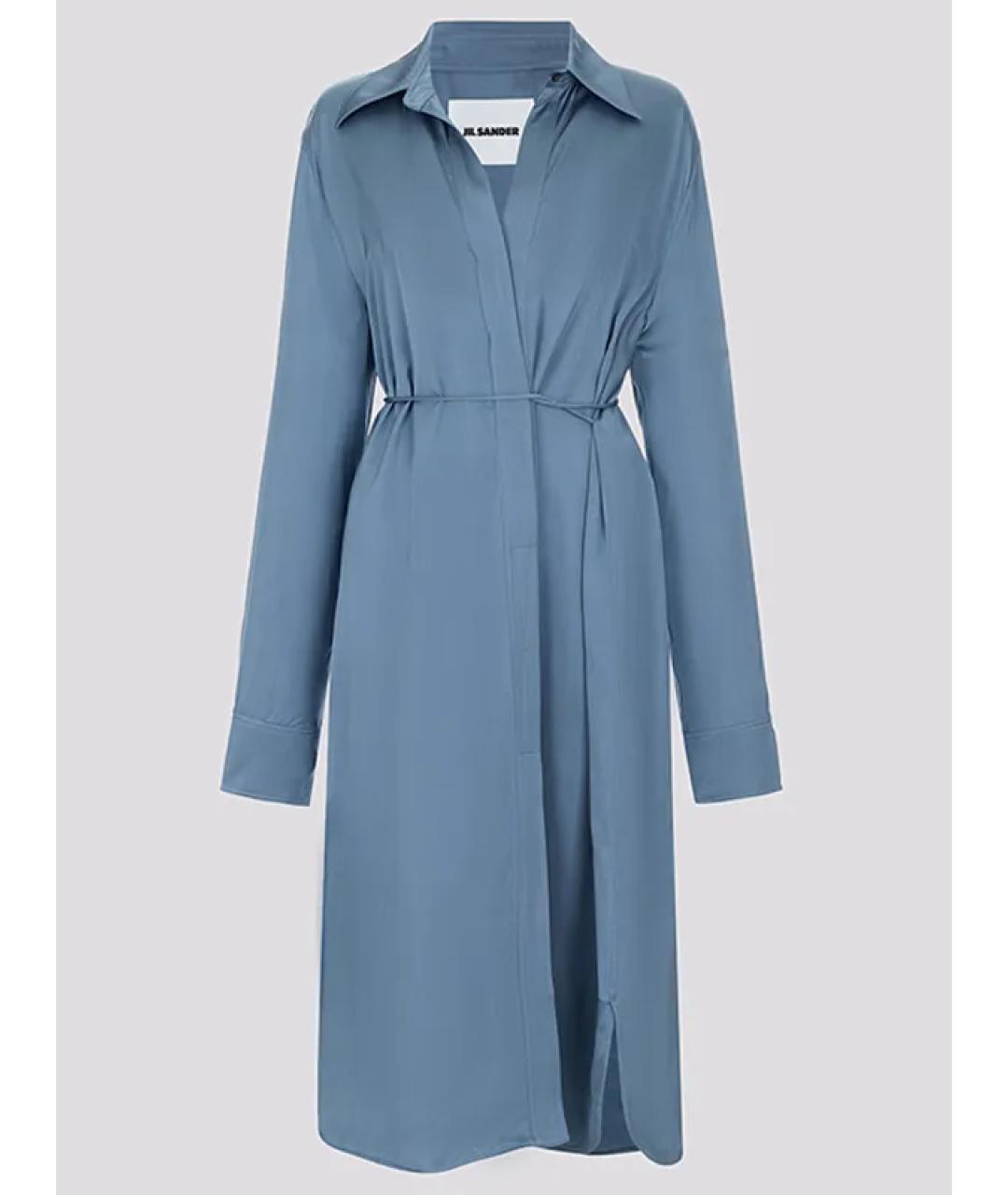 JIL SANDER Синее вискозное повседневное платье, фото 3