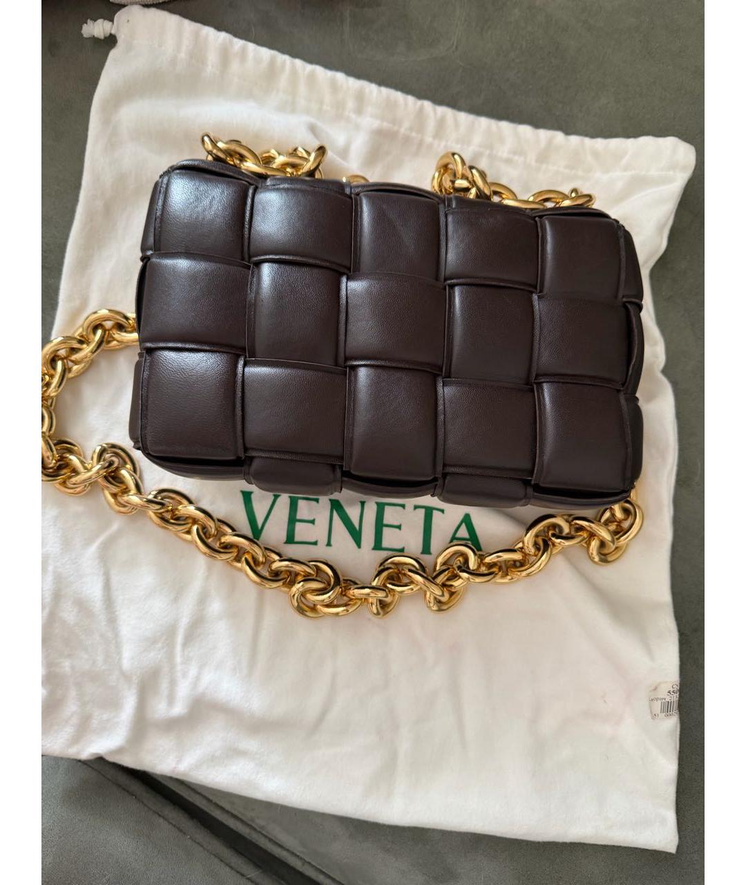BOTTEGA VENETA Коричневая кожаная сумка через плечо, фото 3