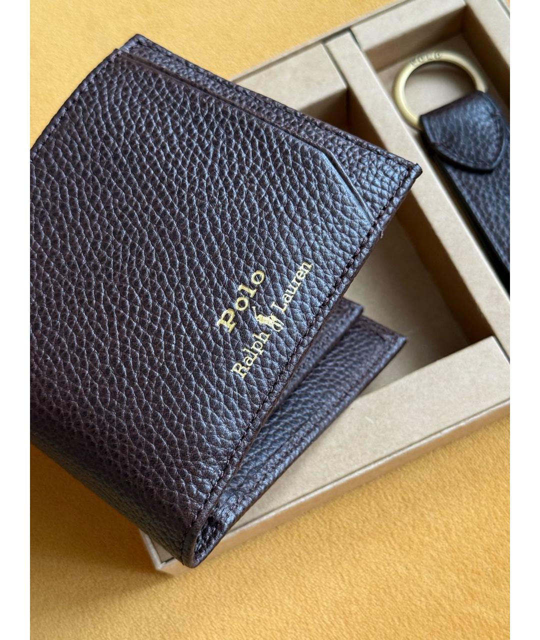 POLO RALPH LAUREN Коричневый кожаный кошелек, фото 4