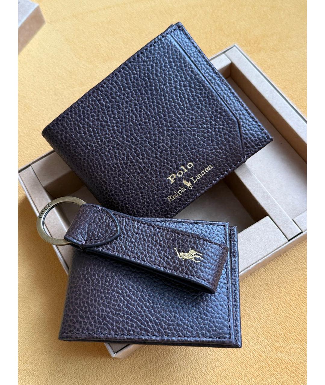 POLO RALPH LAUREN Коричневый кожаный кошелек, фото 5