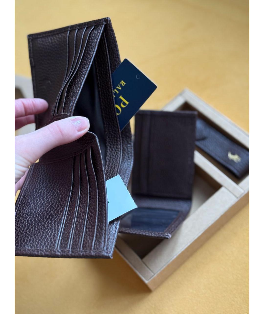 POLO RALPH LAUREN Коричневый кожаный кошелек, фото 7