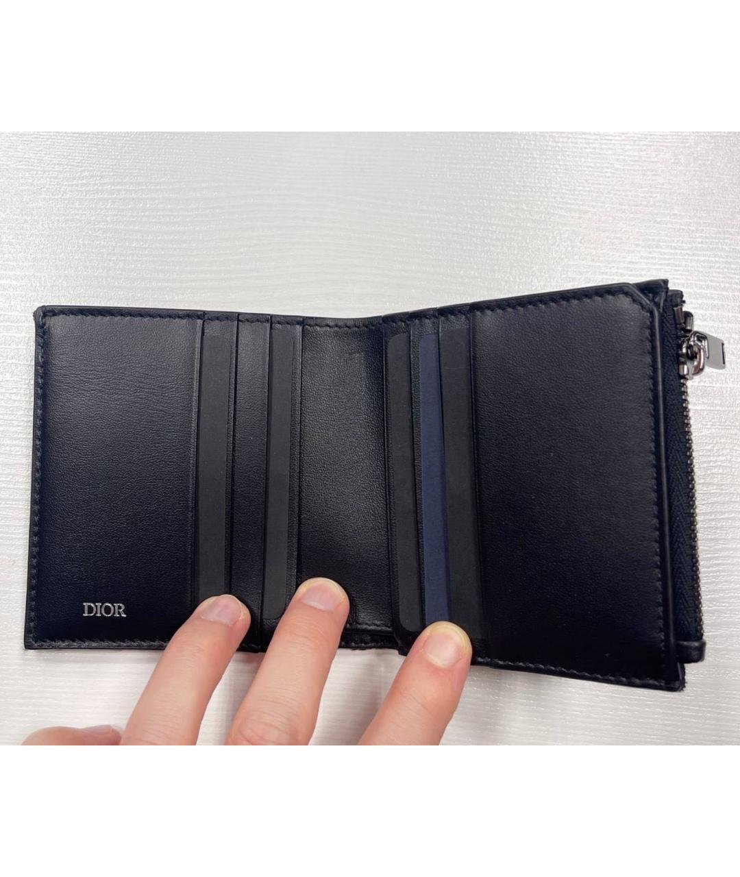 CHRISTIAN DIOR Черный кожаный кошелек, фото 2