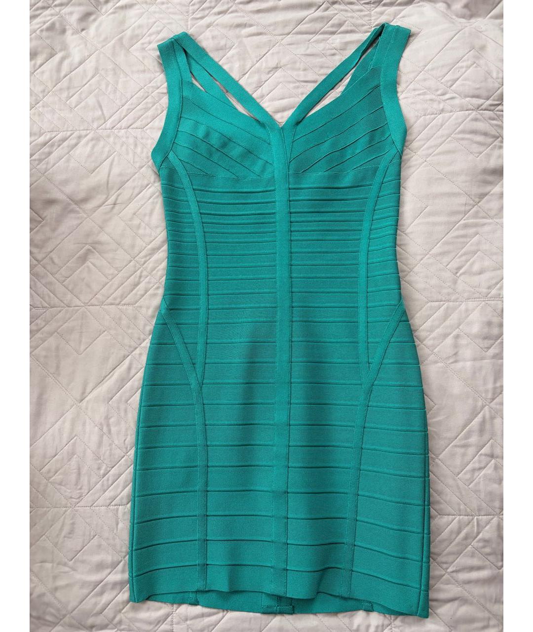 HERVE LEGER Бирюзовое коктейльное платье, фото 5