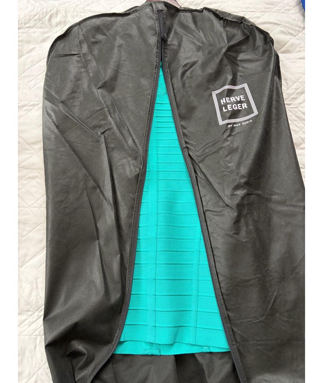 HERVE LEGER Бирюзовое коктейльное платье, фото 4