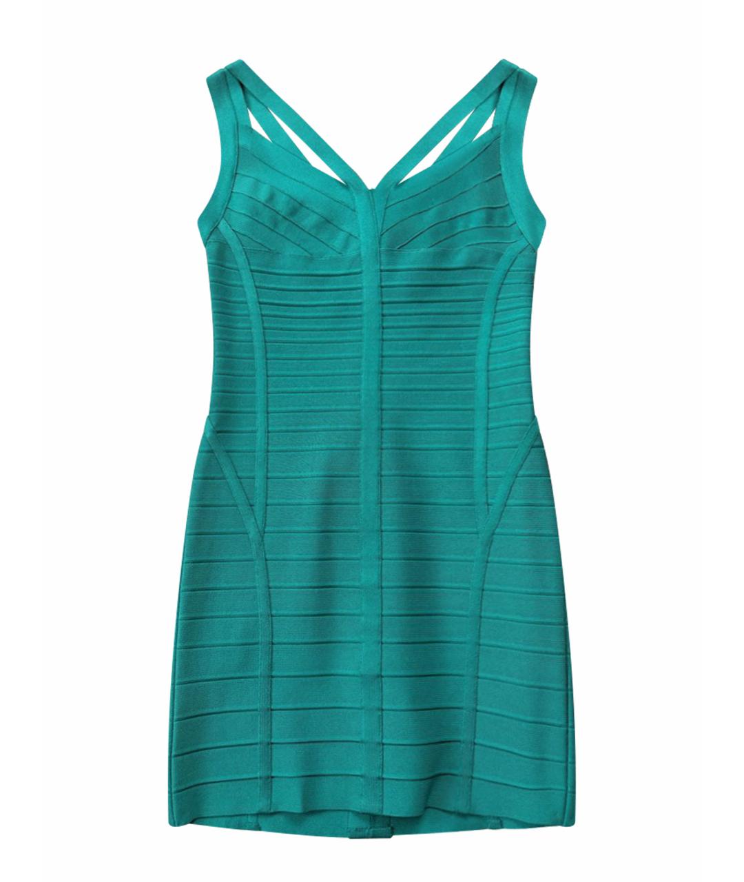 HERVE LEGER Бирюзовое коктейльное платье, фото 1