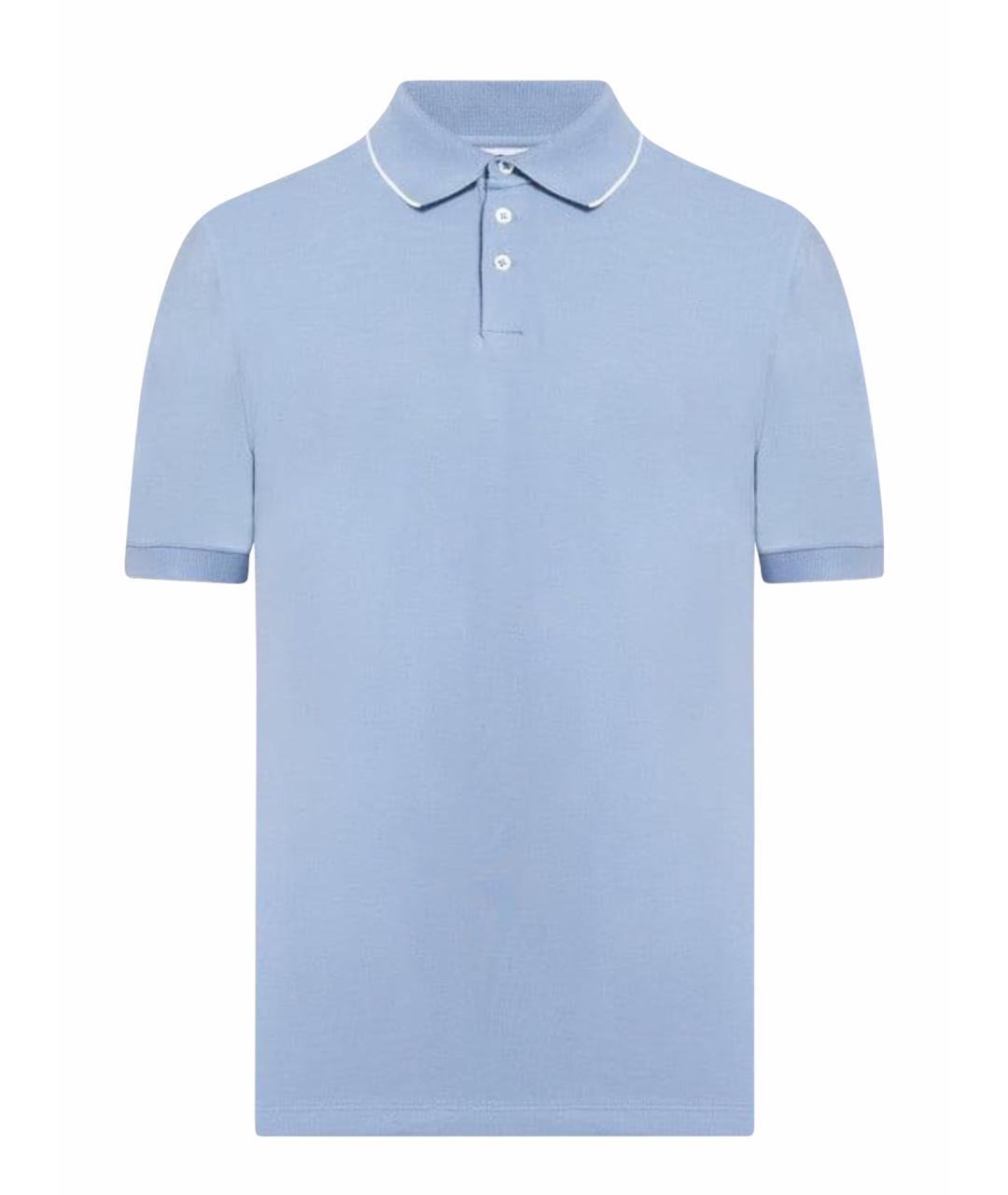BRUNELLO CUCINELLI Голубое поло с коротким рукавом, фото 5