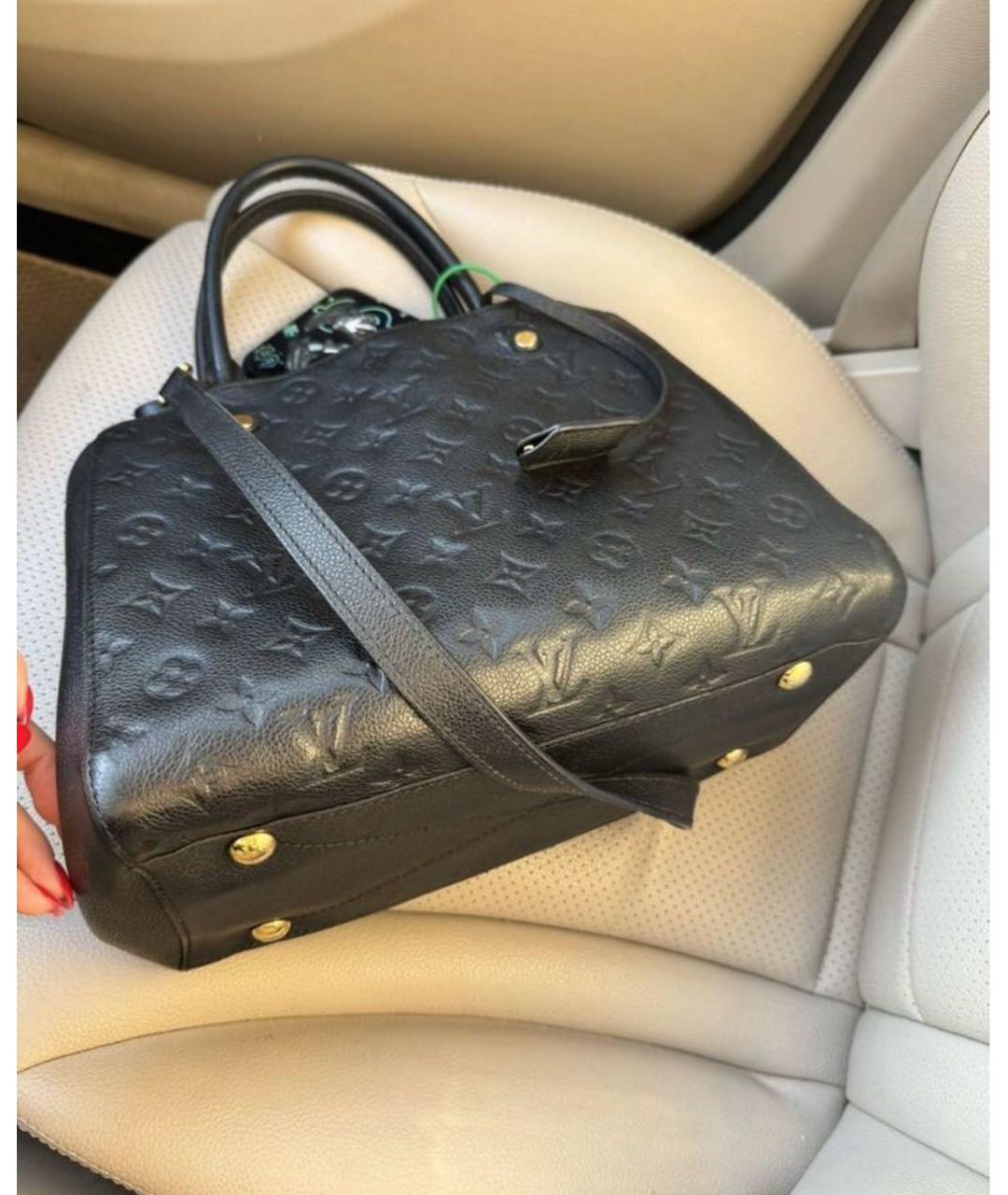 LOUIS VUITTON Черная кожаная сумка с короткими ручками, фото 5