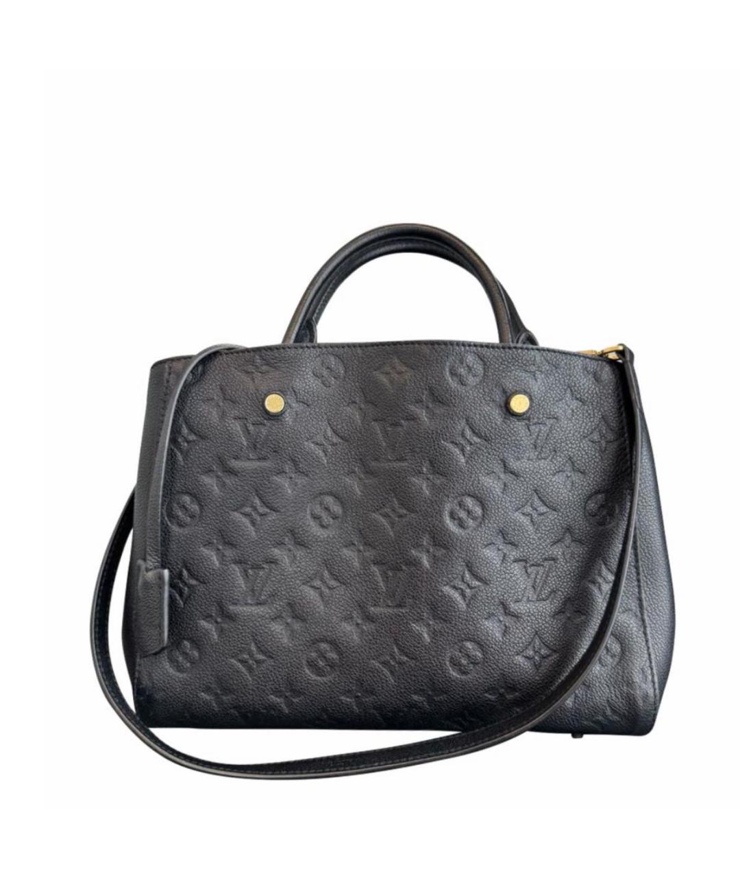 LOUIS VUITTON Черная кожаная сумка с короткими ручками, фото 1