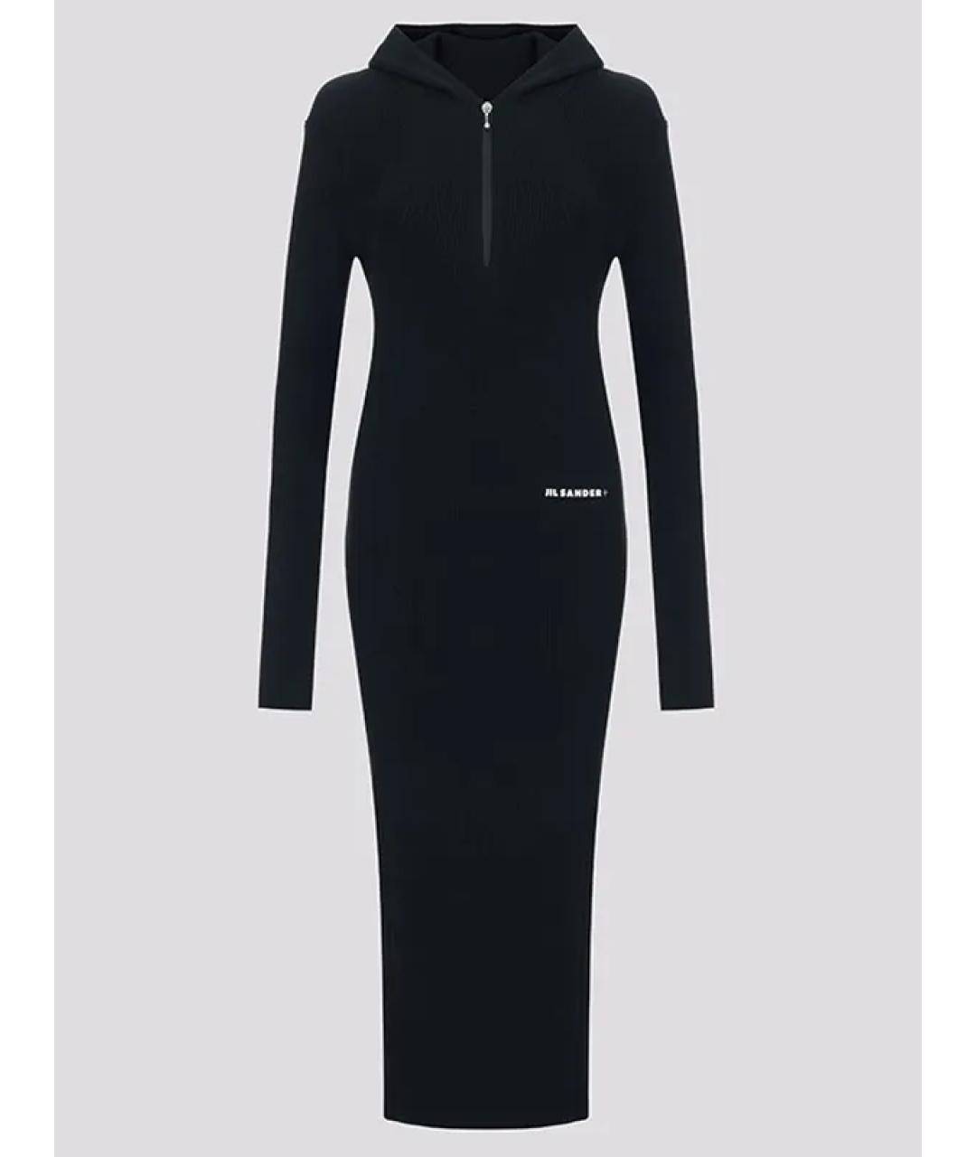 JIL SANDER Черное шерстяное повседневное платье, фото 3