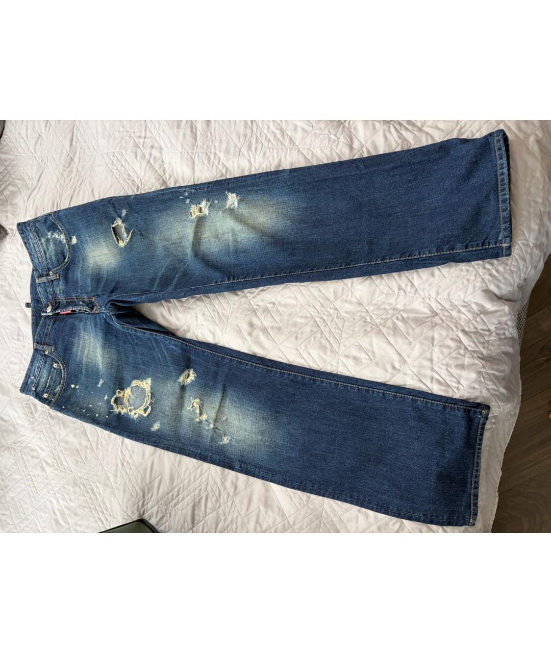 DSQUARED2 Синие хлопковые прямые джинсы, фото 4