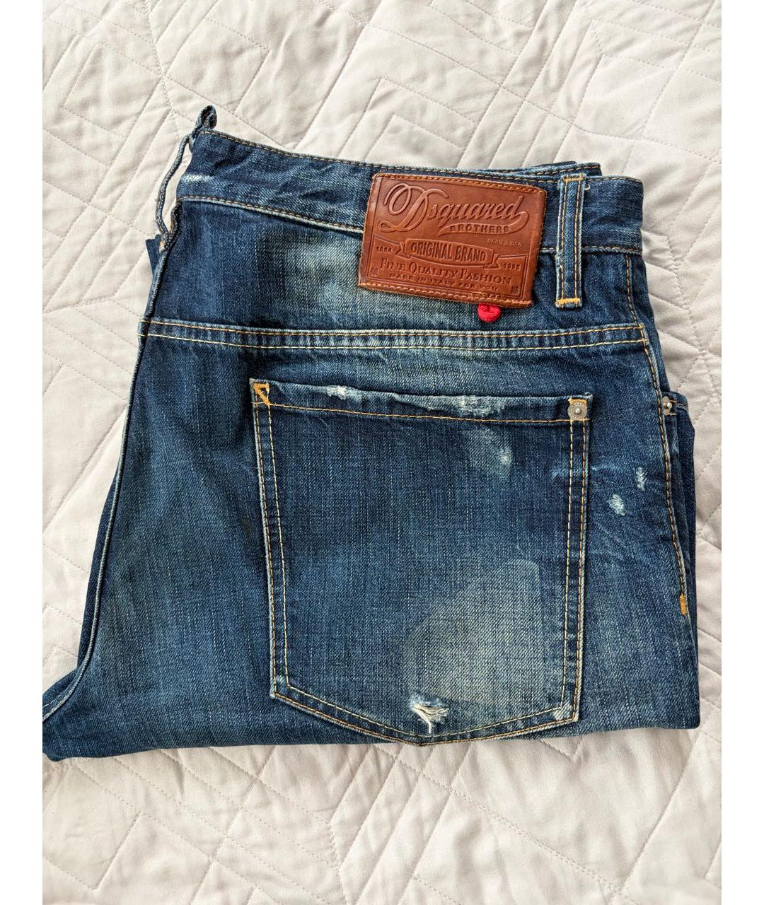 DSQUARED2 Синие хлопковые прямые джинсы, фото 2