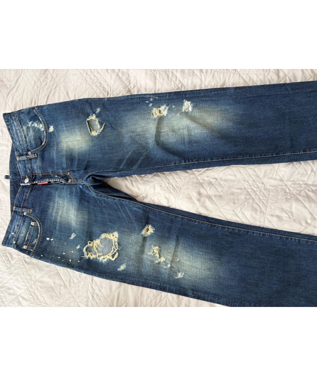 DSQUARED2 Синие хлопковые прямые джинсы, фото 6