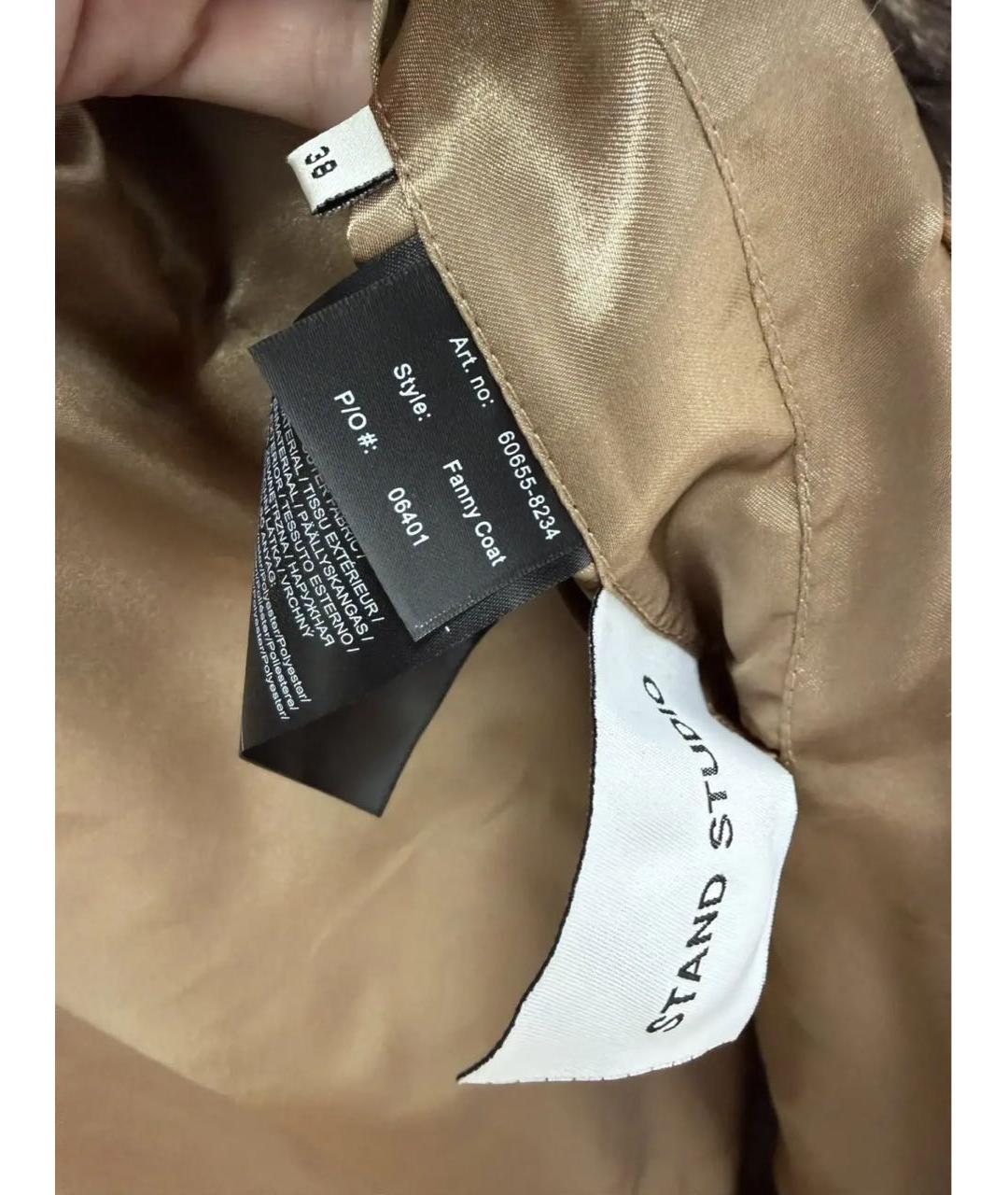 STAND STUDIO Коричневое полиэстеровое пальто, фото 8