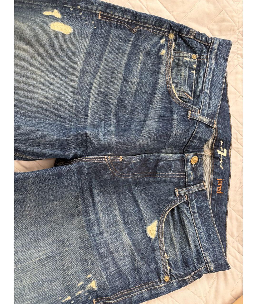 7 FOR ALL MANKIND Синие хлопко-эластановые прямые джинсы, фото 2