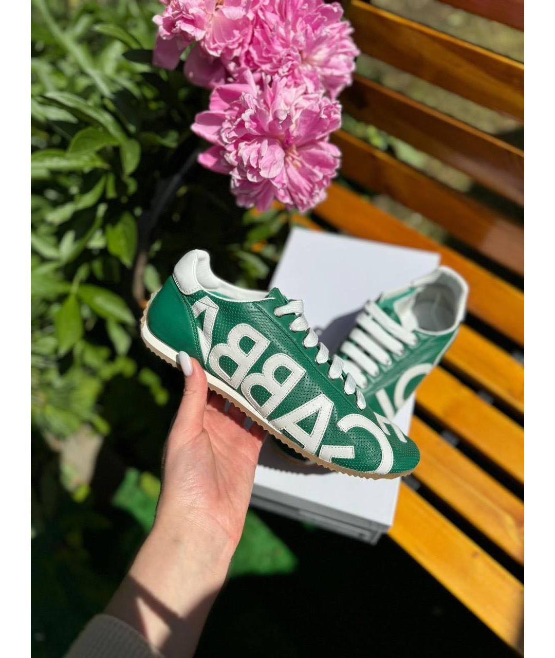 DOLCE&GABBANA Зеленые кожаные кеды, фото 2