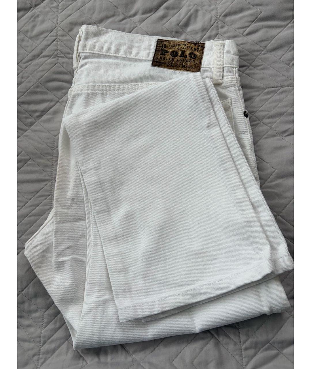 POLO RALPH LAUREN Белые хлопковые прямые джинсы, фото 2