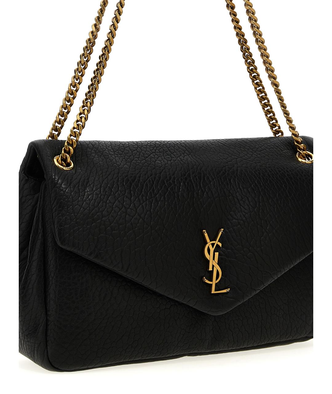 SAINT LAURENT Черная кожаная сумка через плечо, фото 2