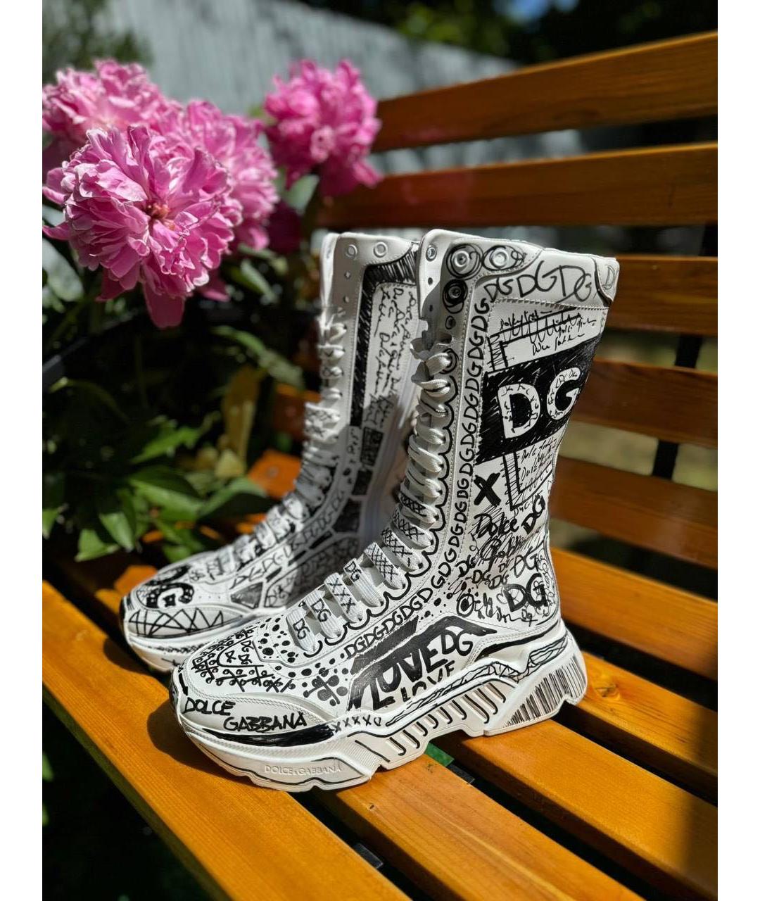 DOLCE&GABBANA Белые кожаные кроссовки, фото 2