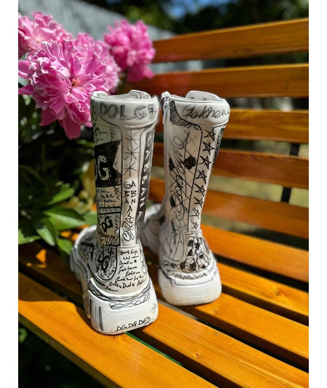 DOLCE&GABBANA Белые кожаные кроссовки, фото 6