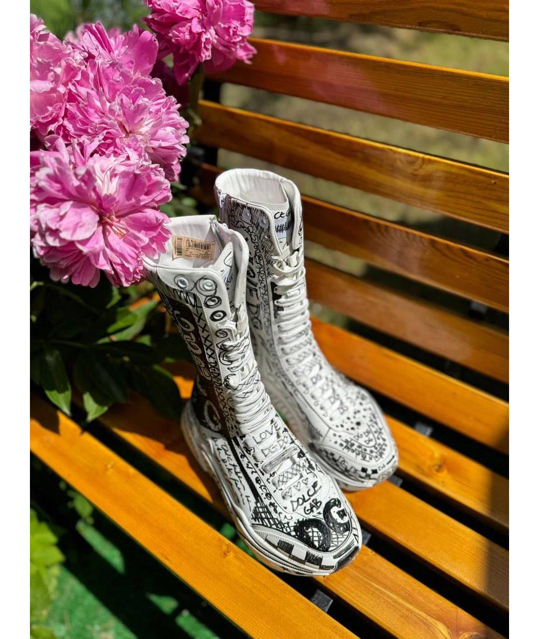 DOLCE&GABBANA Белые кожаные кроссовки, фото 4