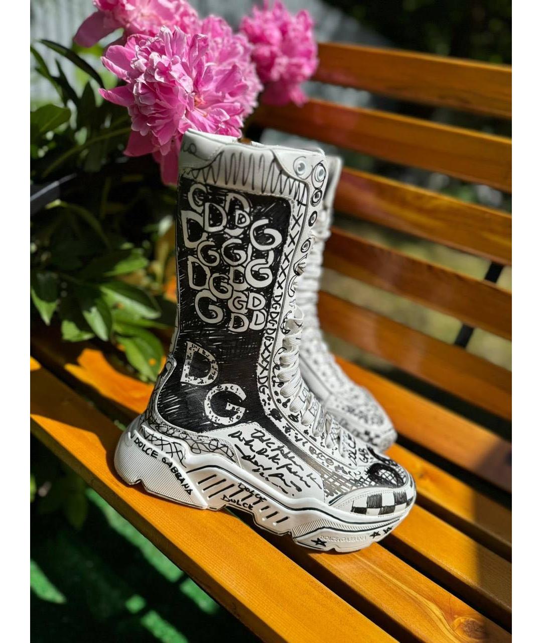 DOLCE&GABBANA Белые кожаные кроссовки, фото 3