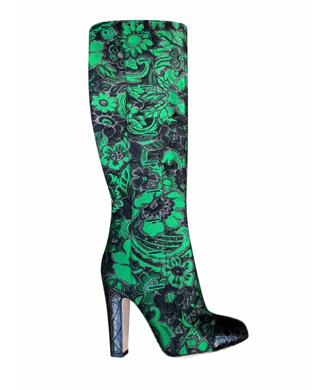 DOLCE&GABBANA Зеленые текстильные сапоги, фото 1