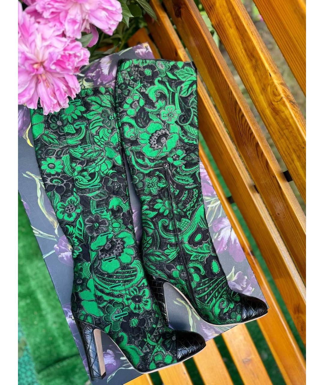 DOLCE&GABBANA Зеленые текстильные сапоги, фото 5