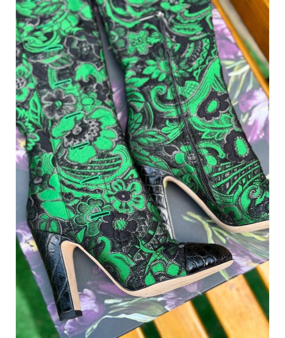 DOLCE&GABBANA Зеленые текстильные сапоги, фото 2