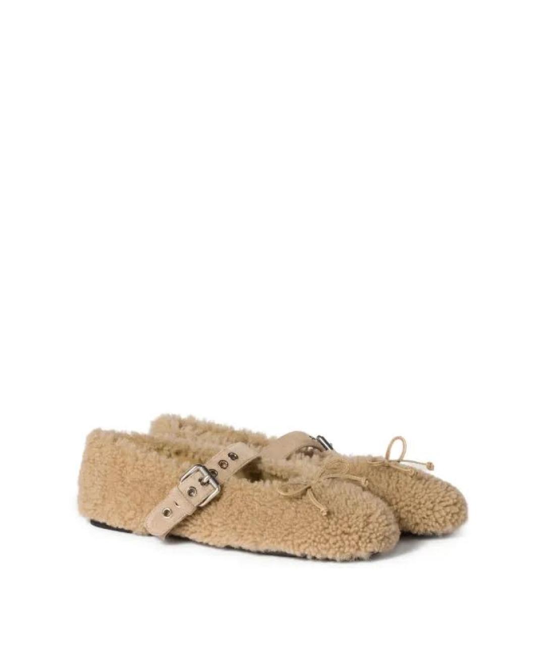 MIU MIU Бежевые балетки, фото 3