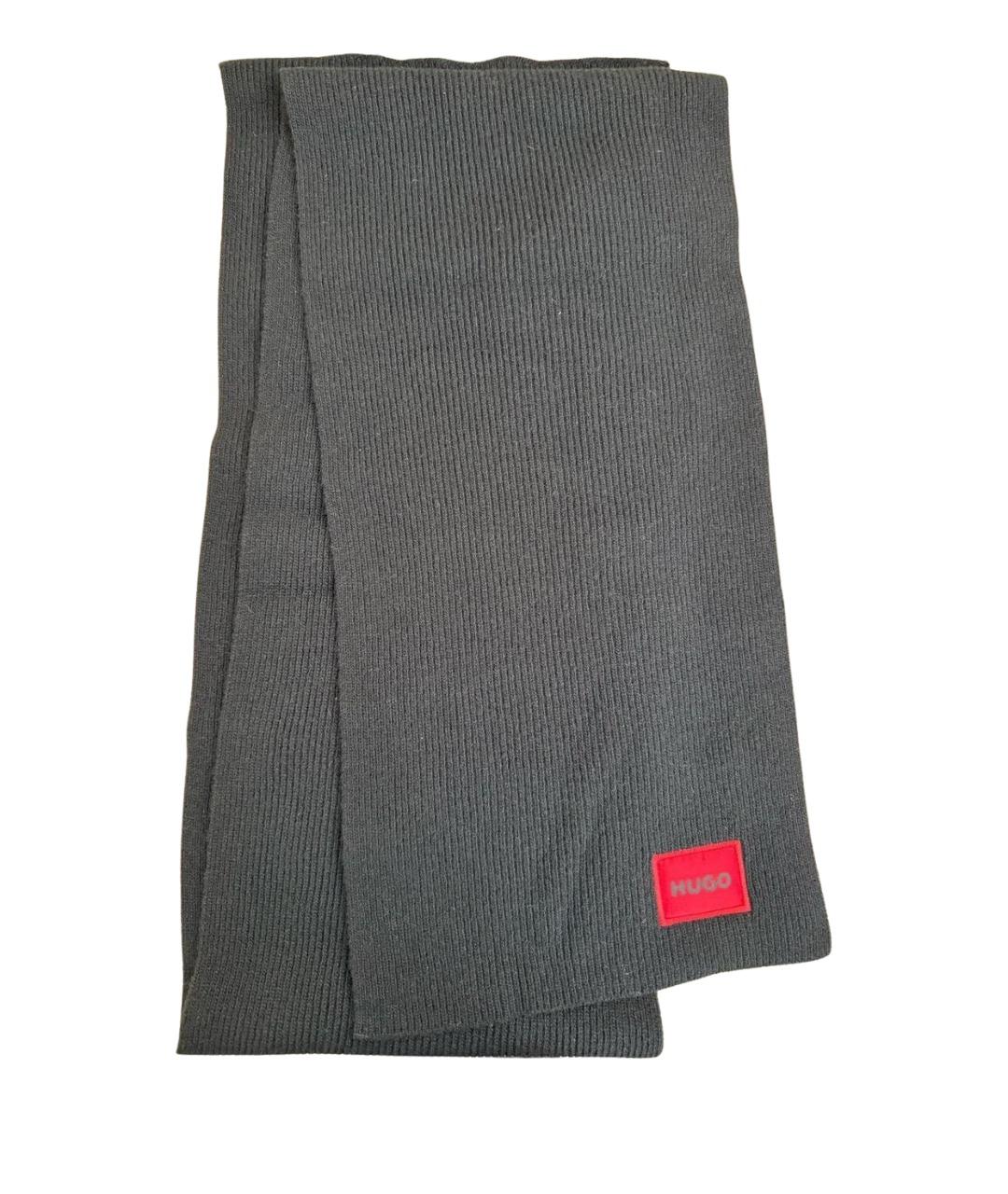 HUGO BOSS Черный шерстяной шарф, фото 1