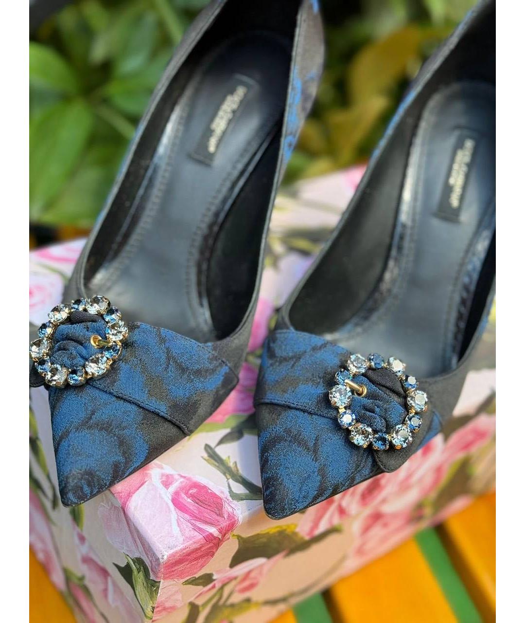 DOLCE&GABBANA Синие текстильные туфли, фото 4