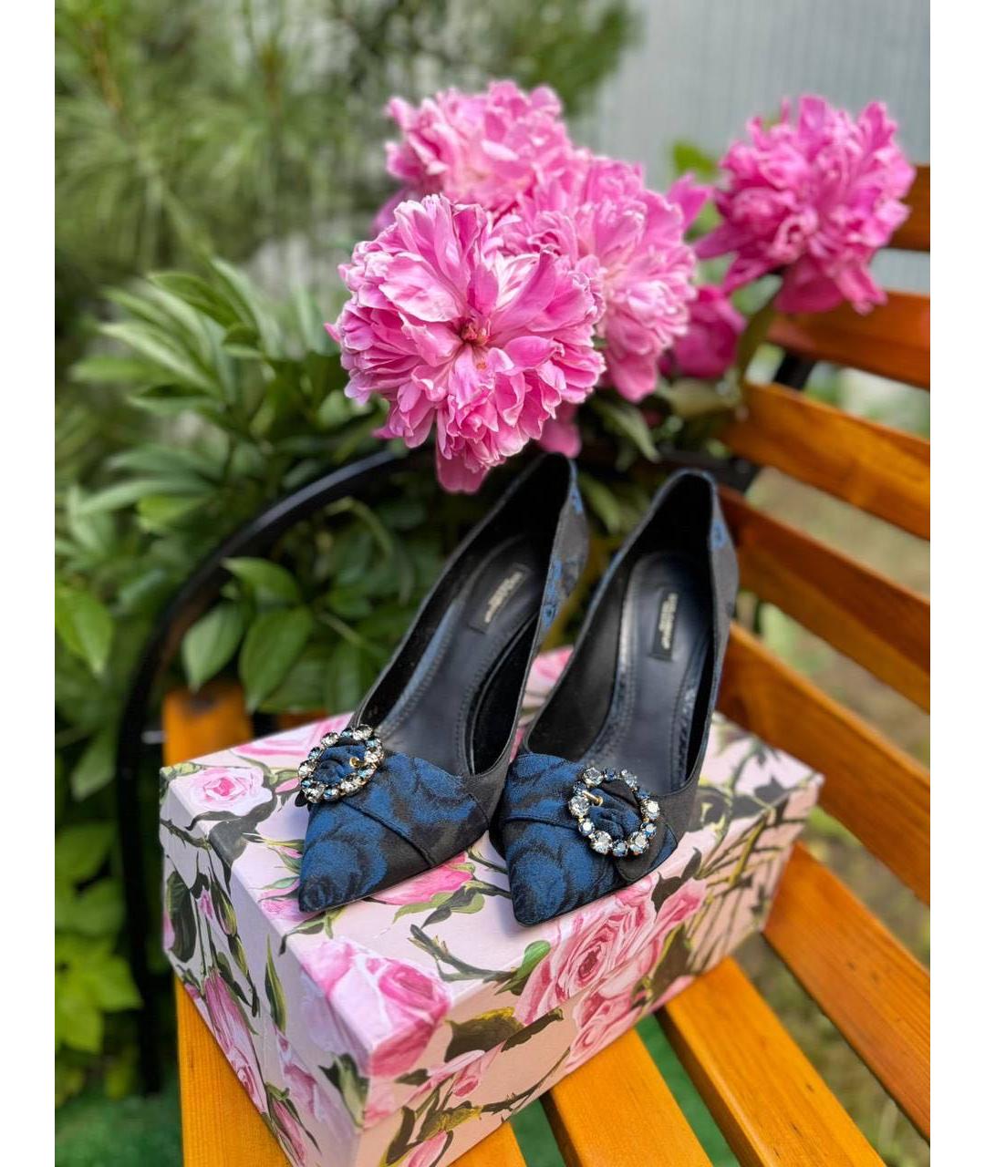 DOLCE&GABBANA Синие текстильные туфли, фото 2