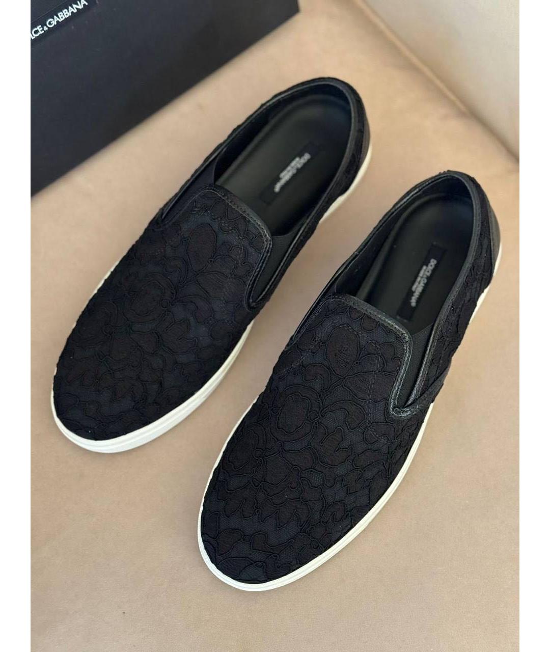 DOLCE&GABBANA Черные текстильные слипоны, фото 2