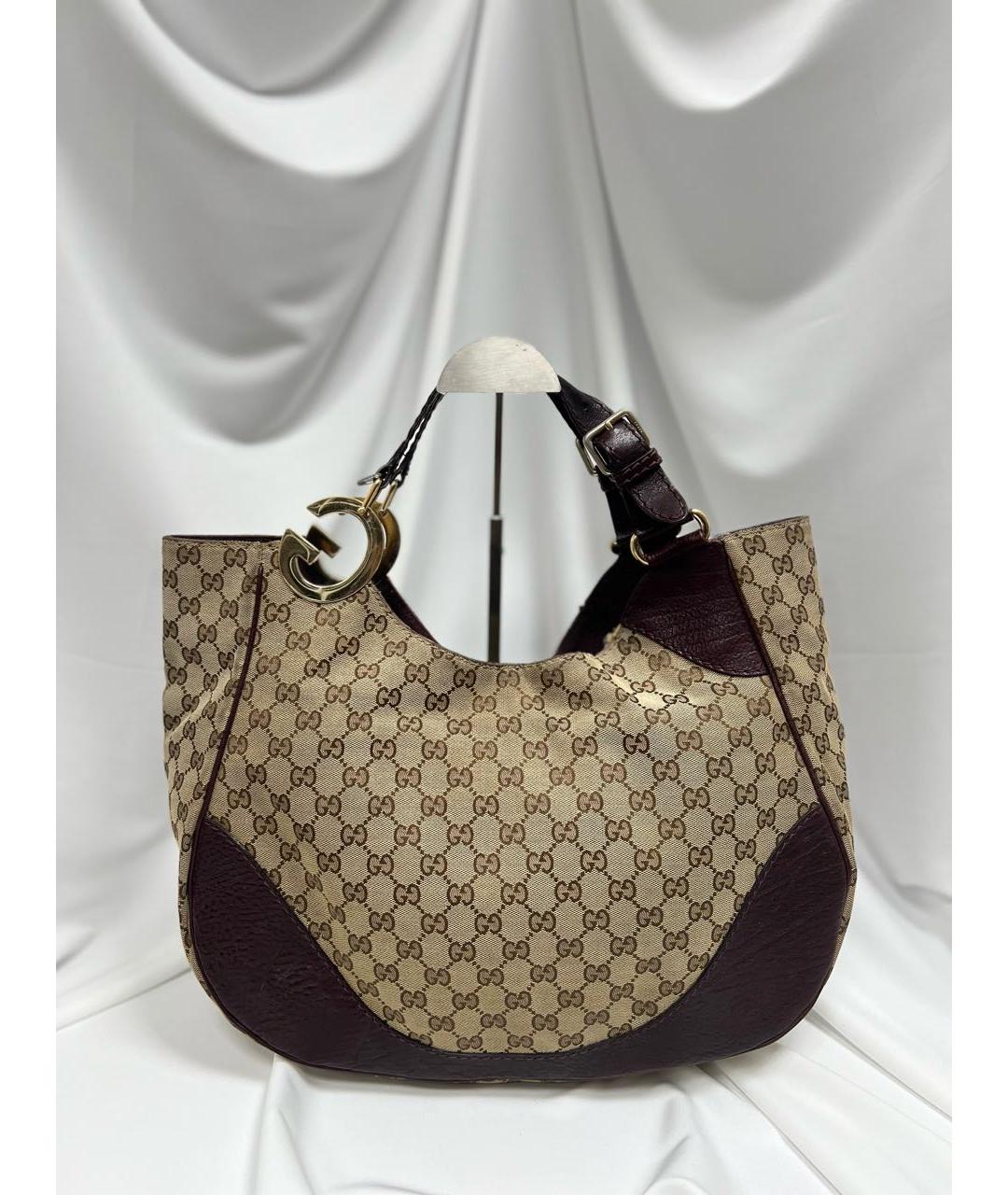 GUCCI Коричневая кожаная сумка с короткими ручками, фото 5