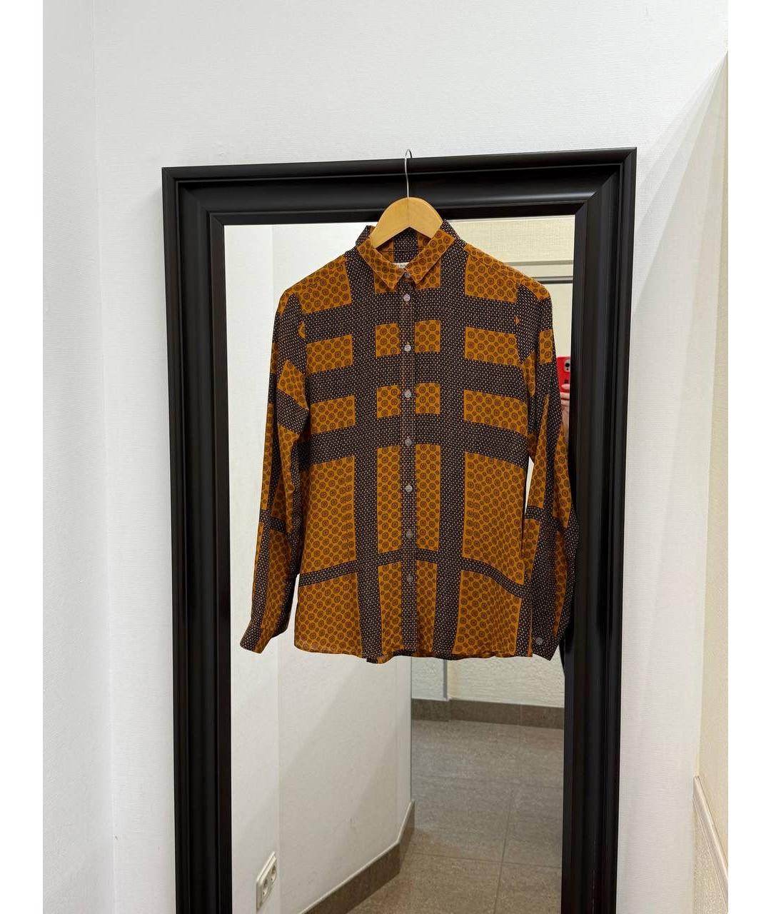 BURBERRY Коричневая шелковая рубашка, фото 7