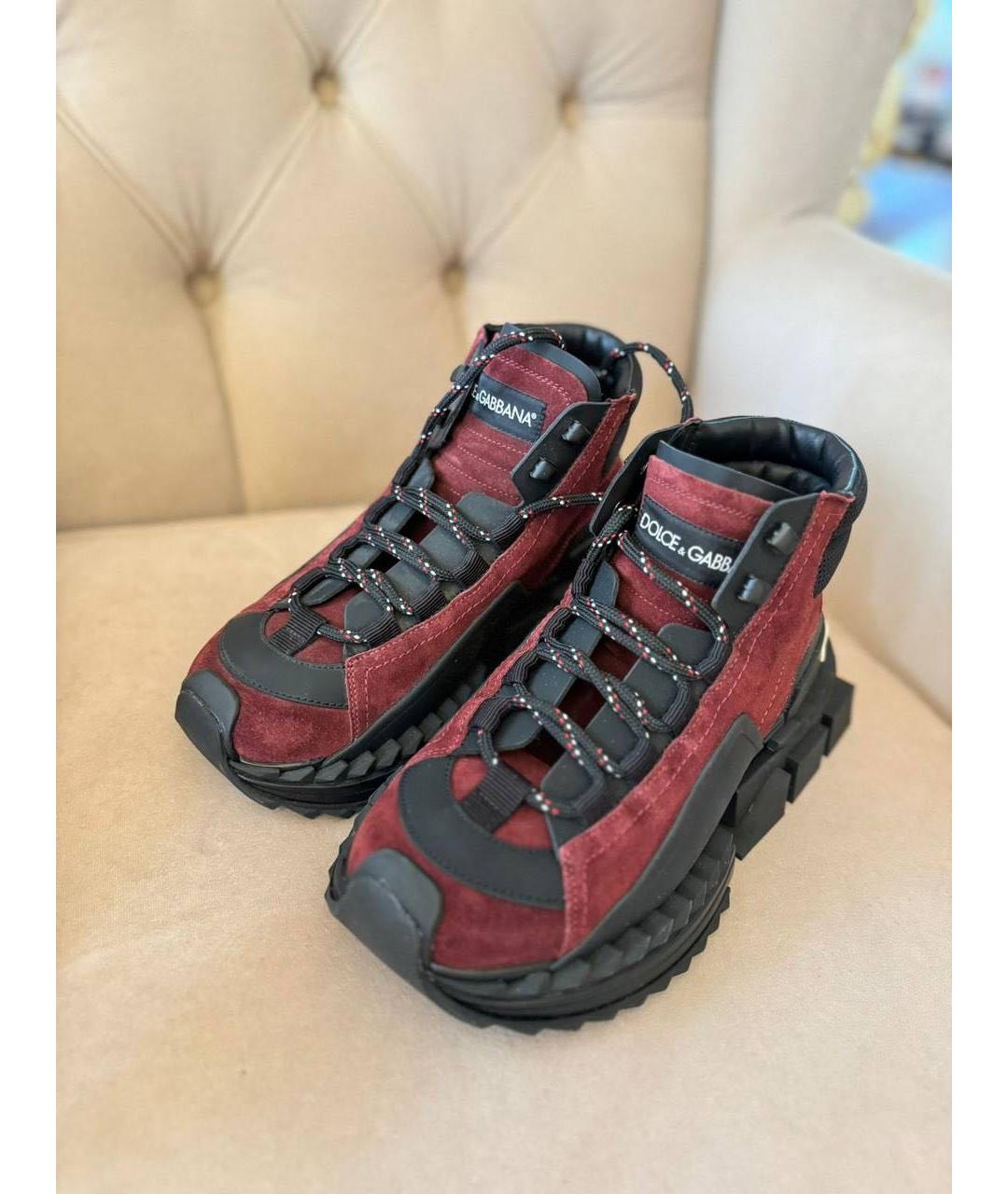 DOLCE&GABBANA Бордовые кожаные ботинки, фото 3