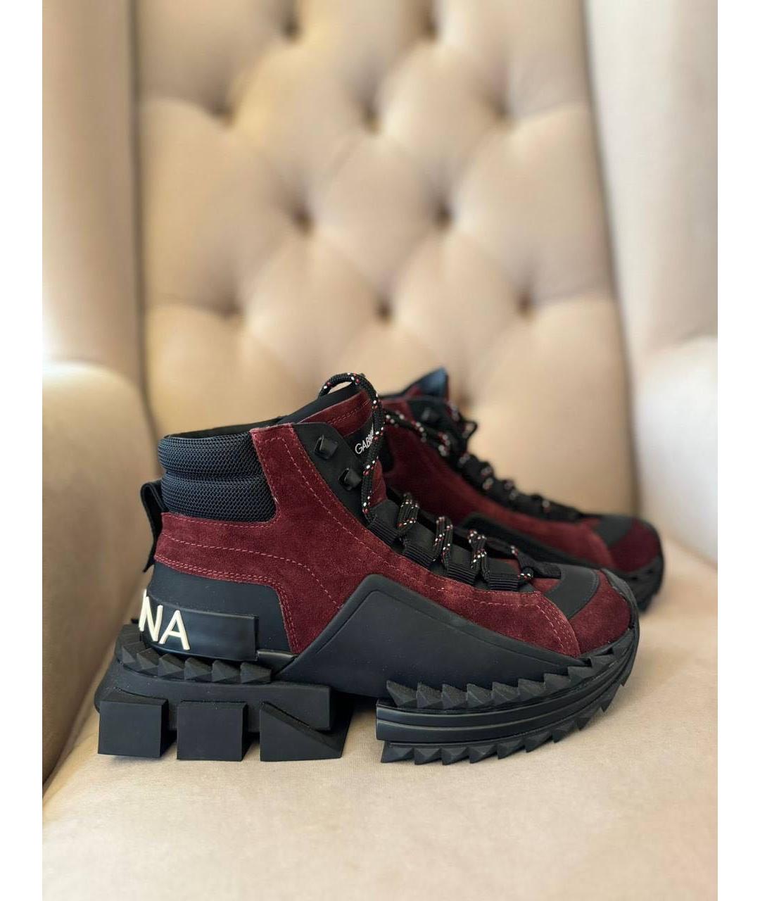 DOLCE&GABBANA Бордовые кожаные ботинки, фото 6