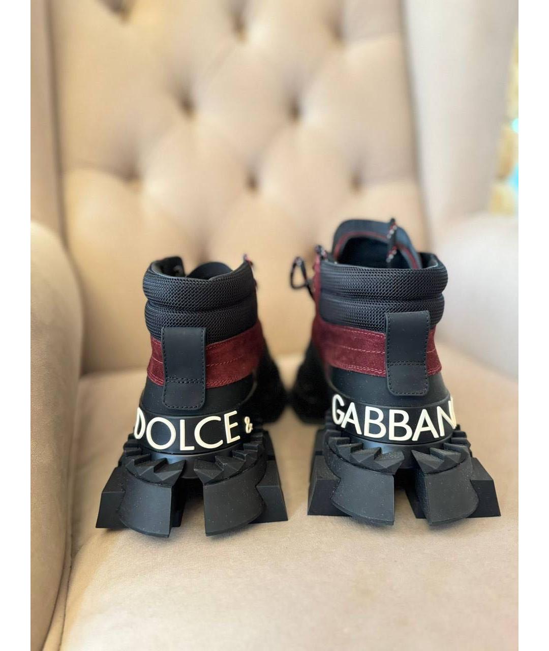 DOLCE&GABBANA Бордовые кожаные ботинки, фото 4