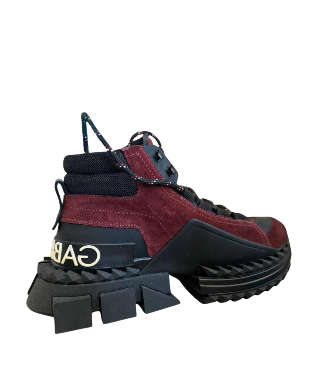 DOLCE&GABBANA Бордовые кожаные ботинки, фото 2