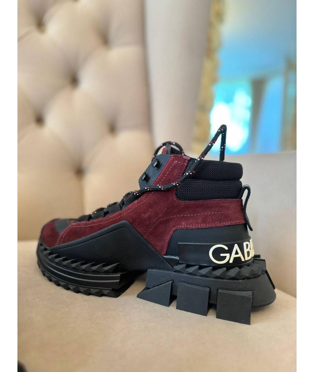 DOLCE&GABBANA Бордовые кожаные ботинки, фото 5