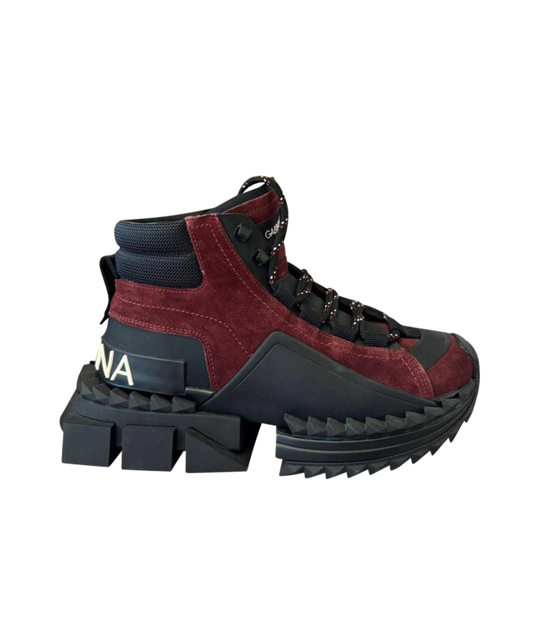 DOLCE&GABBANA Бордовые кожаные ботинки, фото 1