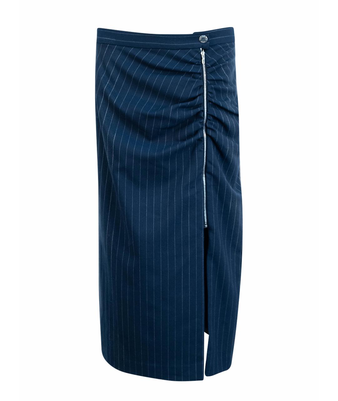 SANDRO Темно-синяя полиэстеровая юбка миди, фото 1