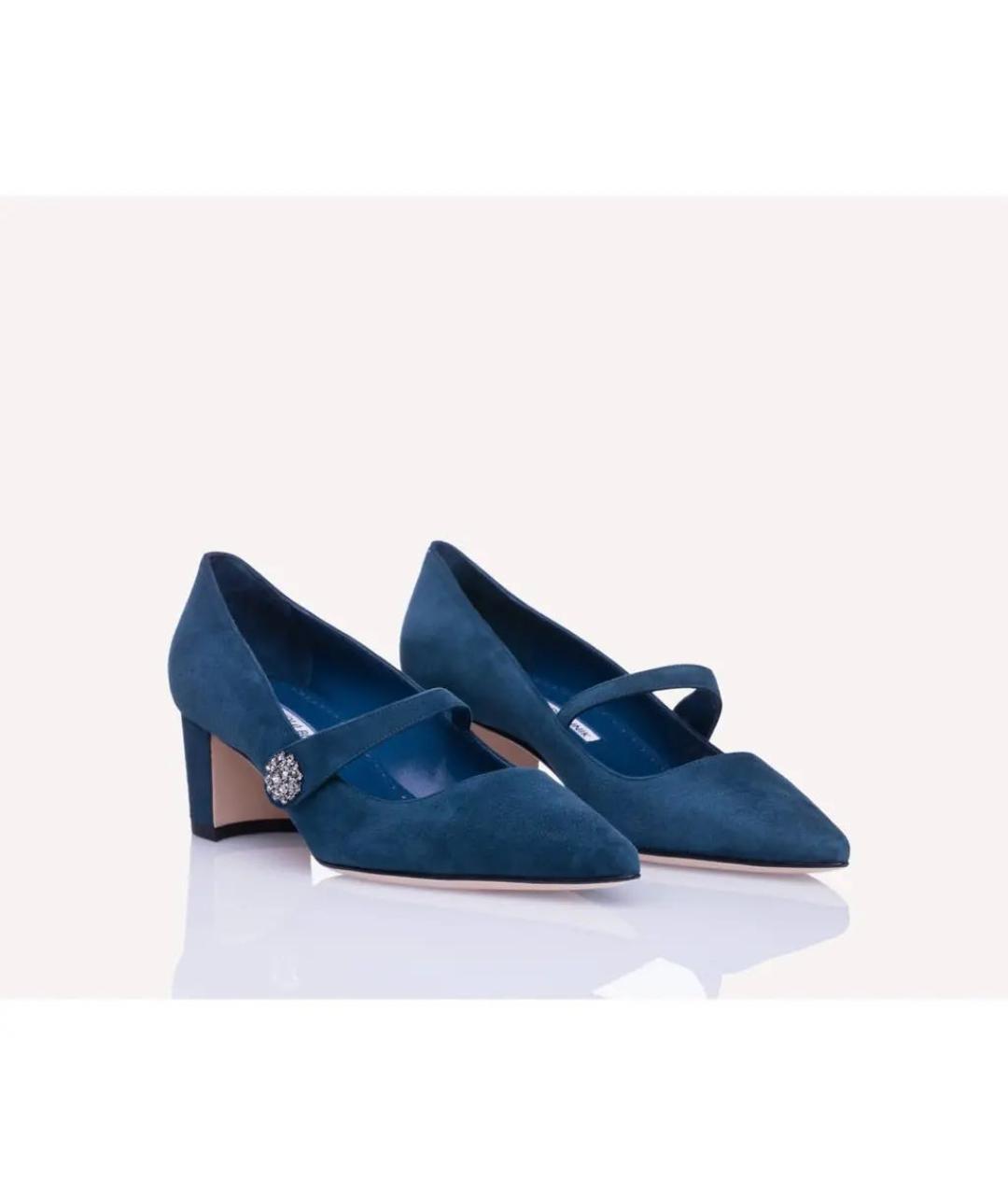 MANOLO BLAHNIK Синие замшевые туфли, фото 7
