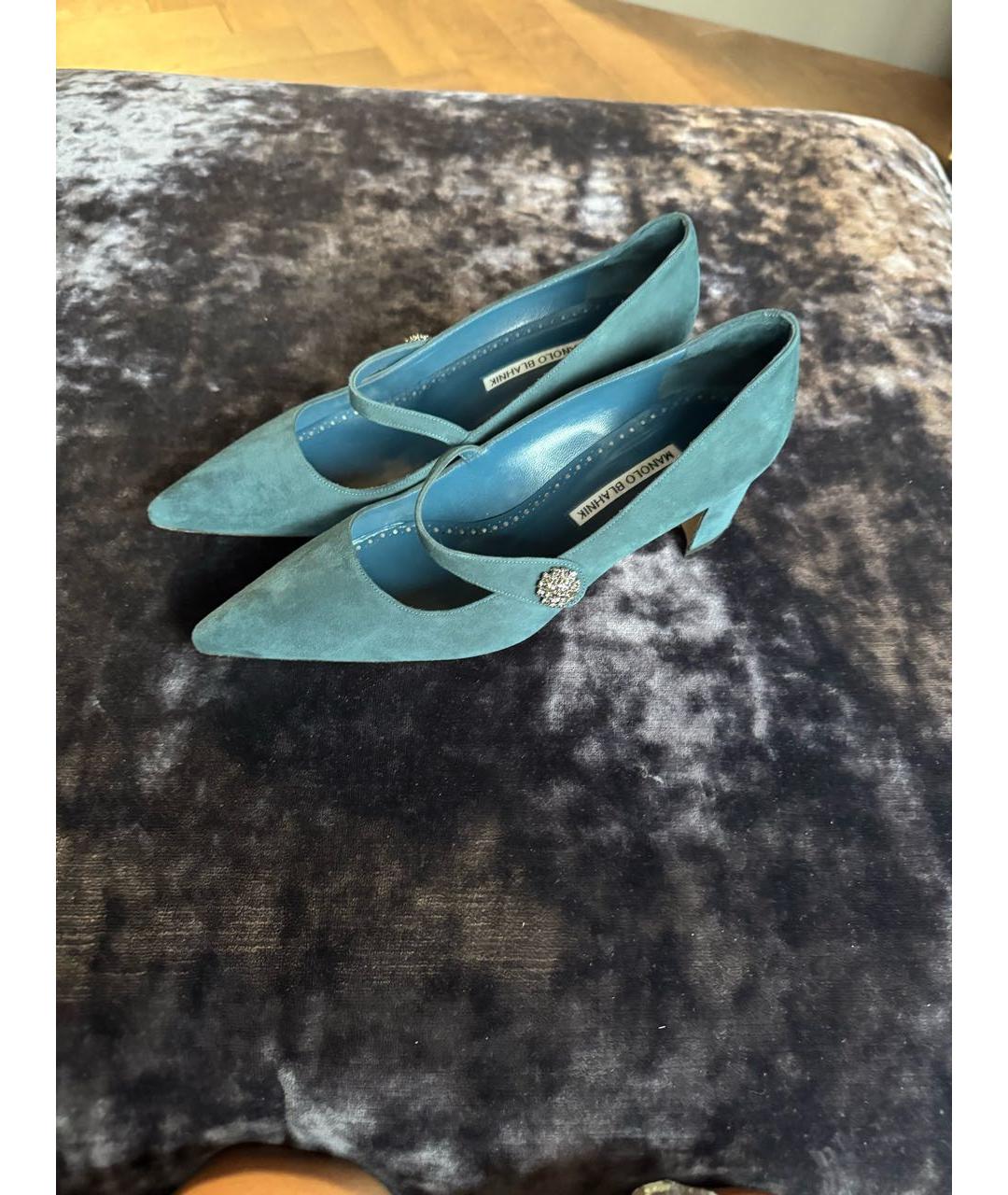 MANOLO BLAHNIK Синие замшевые туфли, фото 2