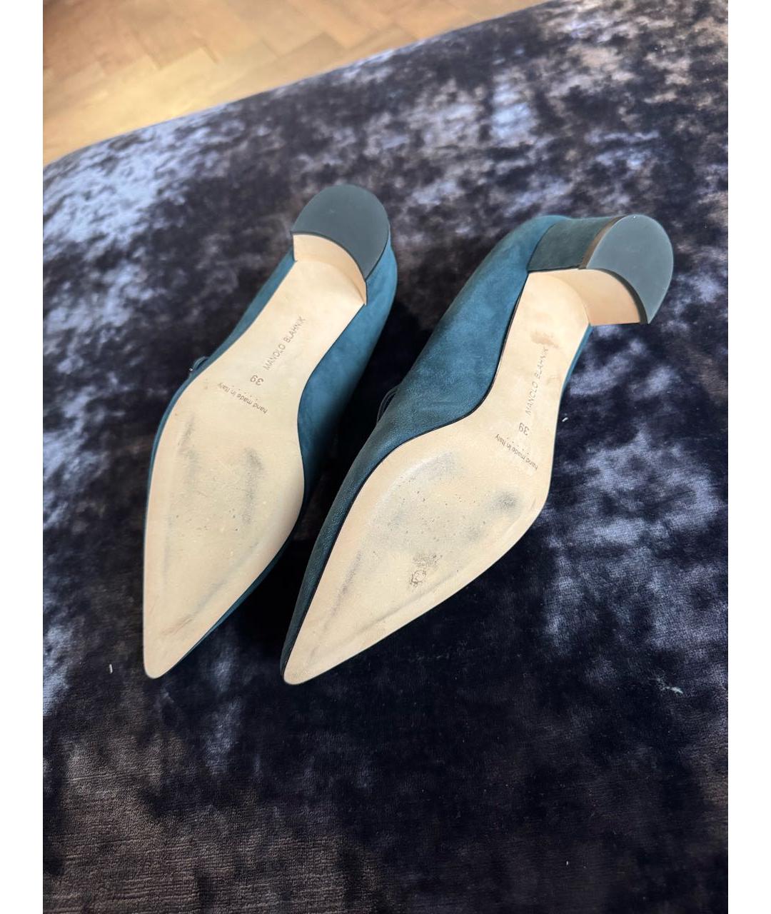 MANOLO BLAHNIK Синие замшевые туфли, фото 4