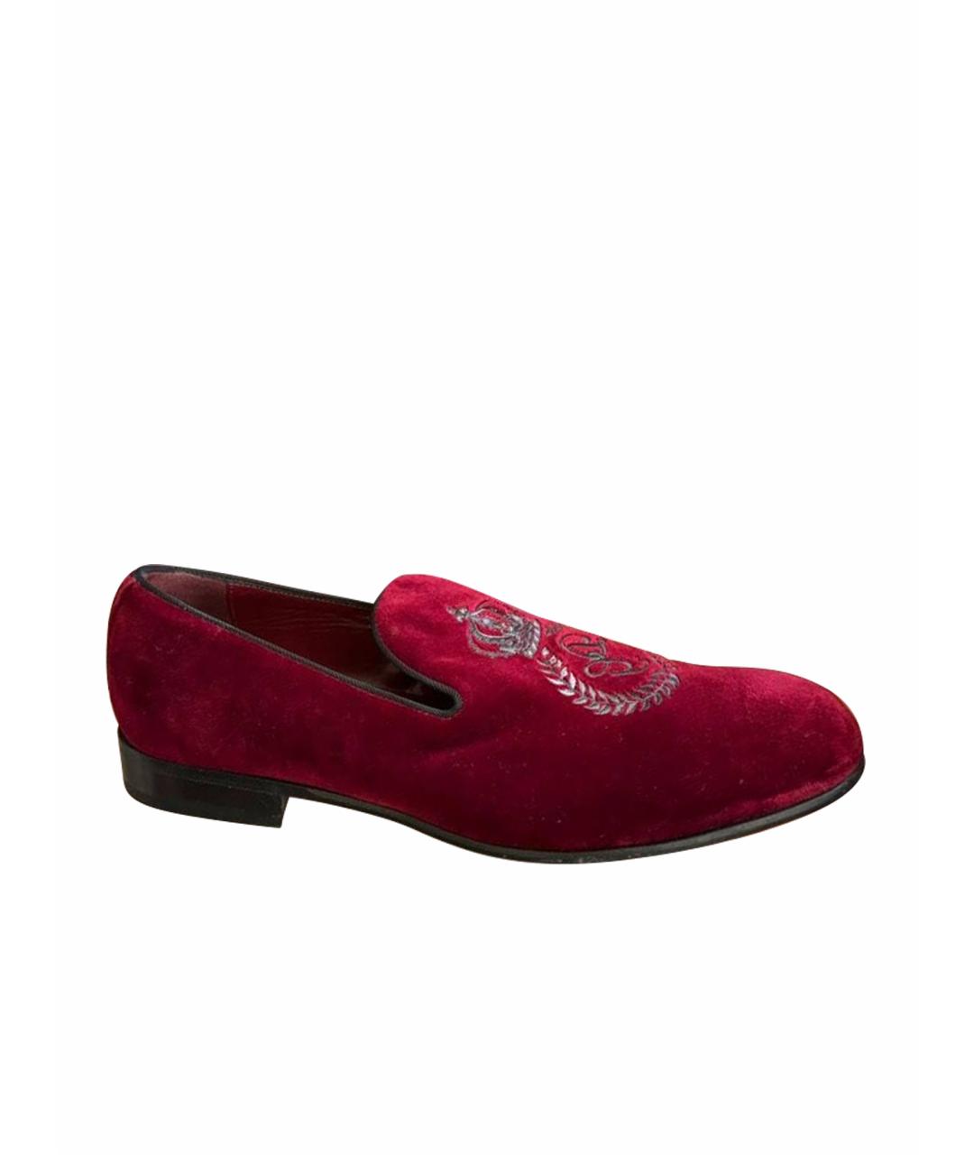 DOLCE&GABBANA Красные бархатные туфли, фото 1