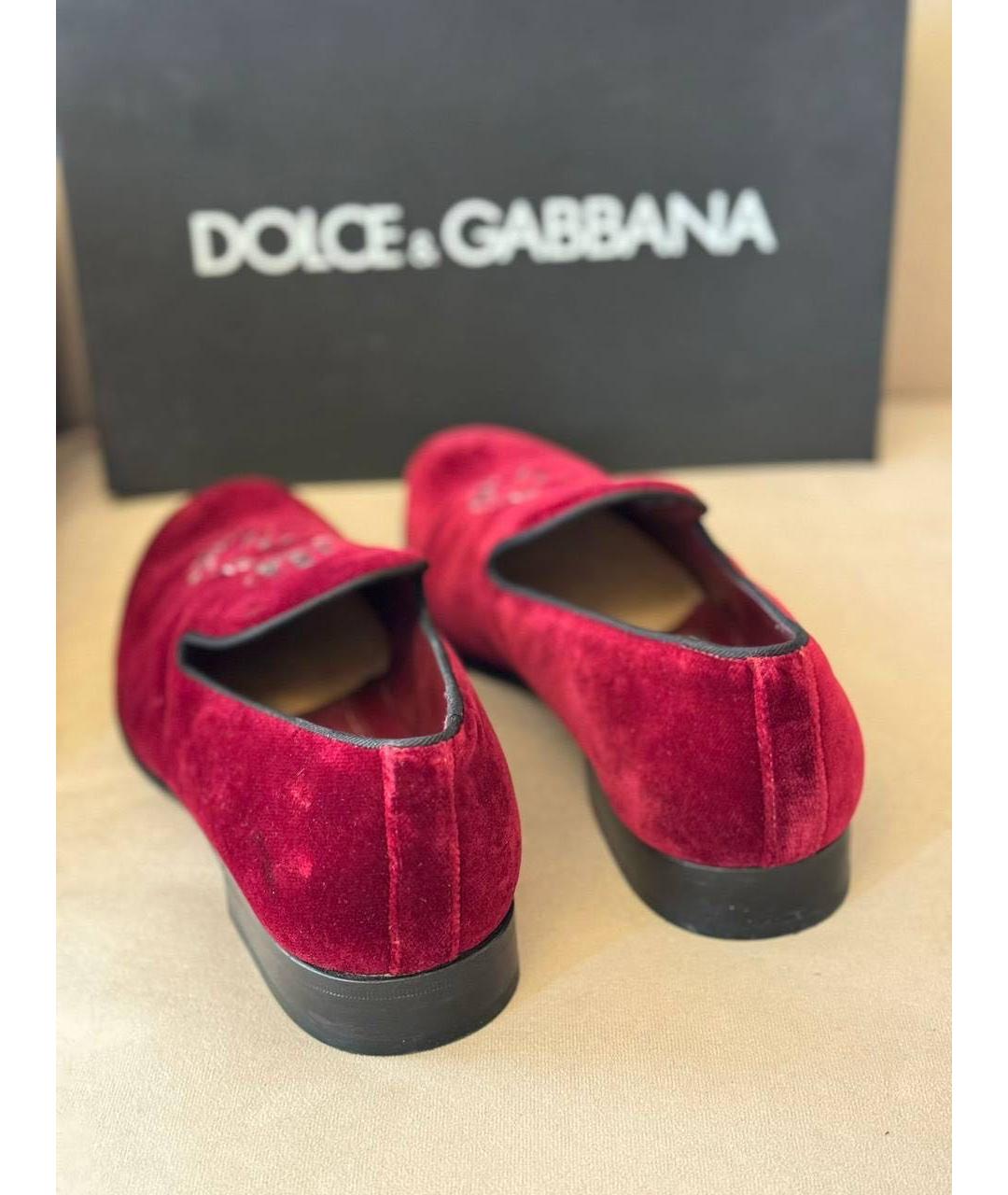 DOLCE&GABBANA Красные бархатные туфли, фото 4